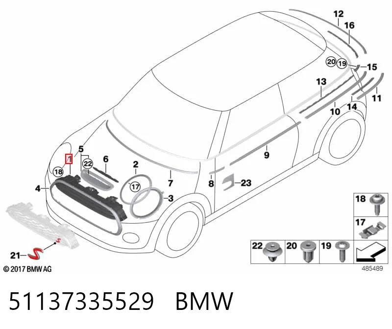Grelha do radiador Mini Cooper  F55 ao melhor preço
