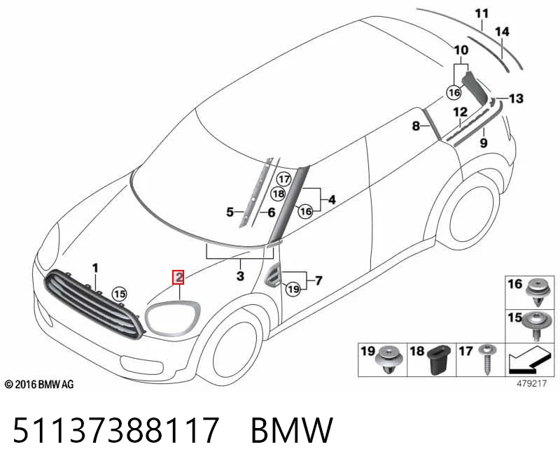 51137388117 BMW Carcaça (cobrimento) da luz esquerda
