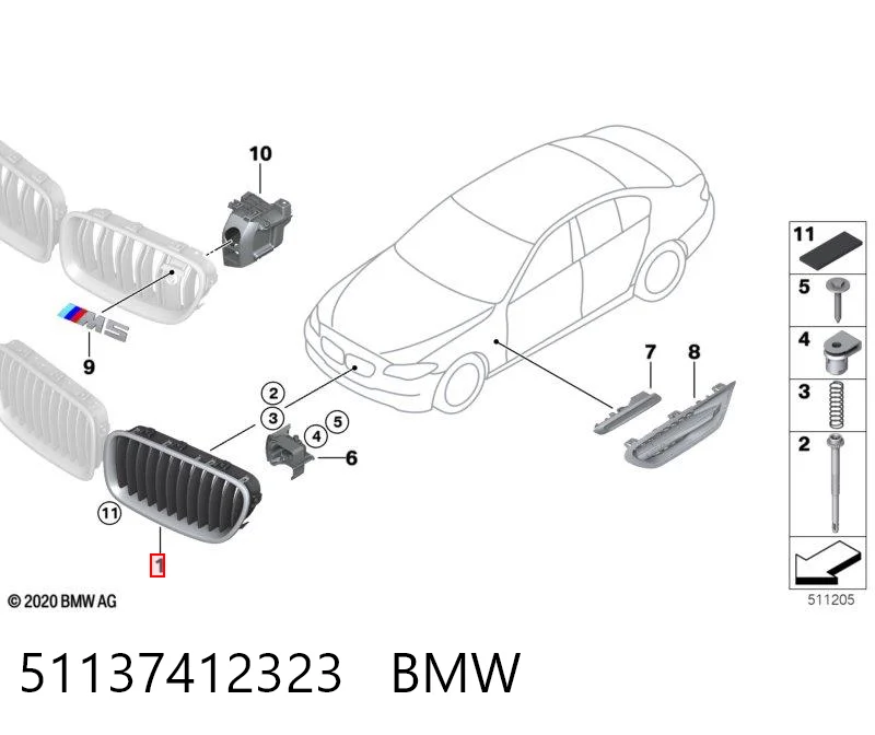 51137412323 BMW Grelha do radiador esquerda
