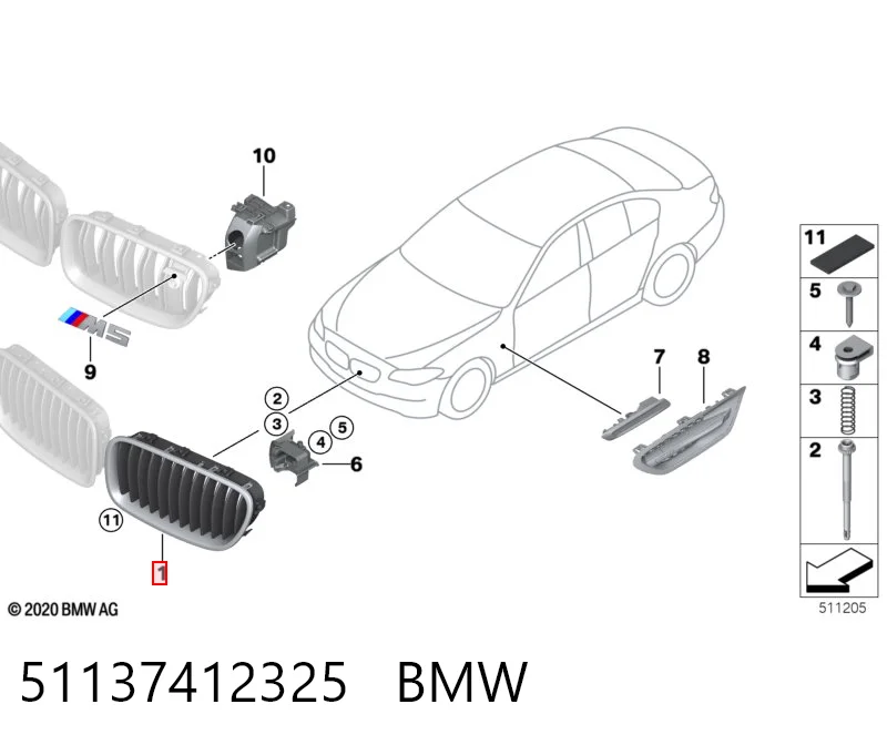 Grelha do radiador BMW 5  F10 ao melhor preço