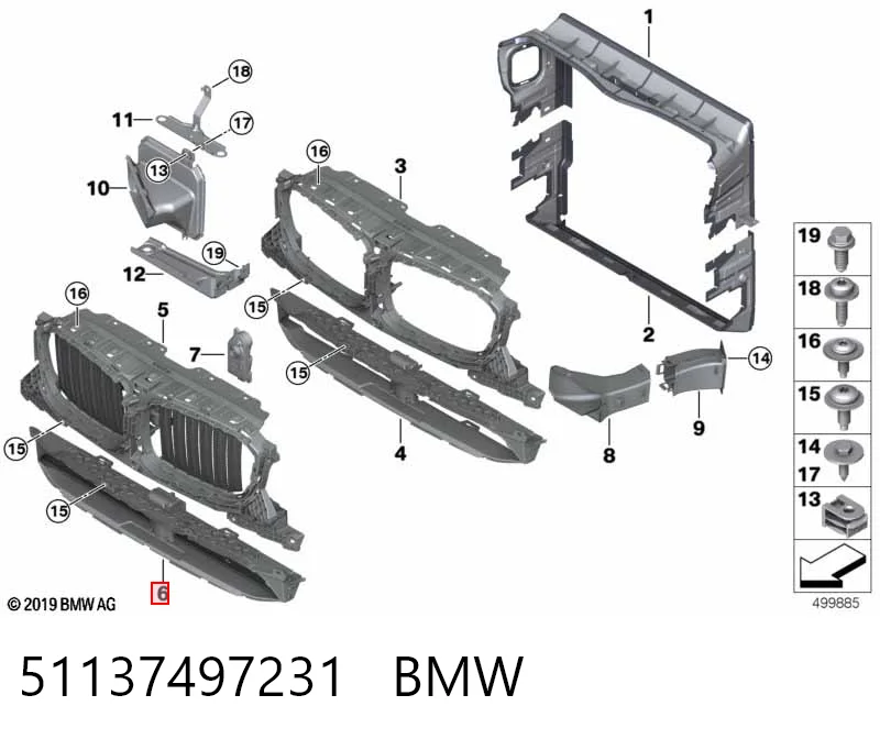 51137497231 BMW Conduto de ar (defletor) do radiador