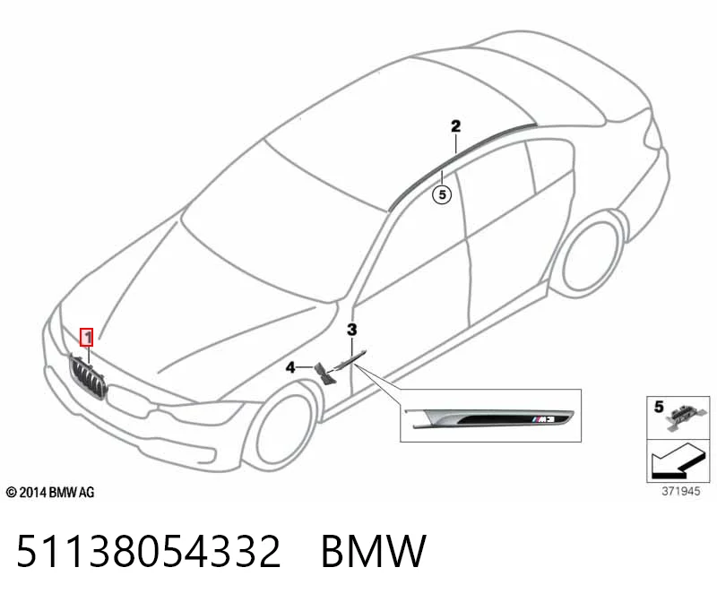 51138054332 BMW Grelha do radiador direita