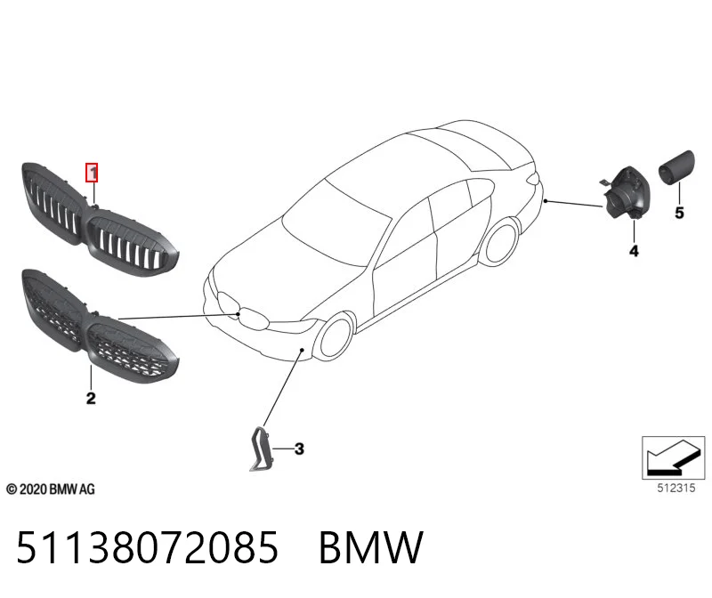 51138072085 BMW Grelha do radiador