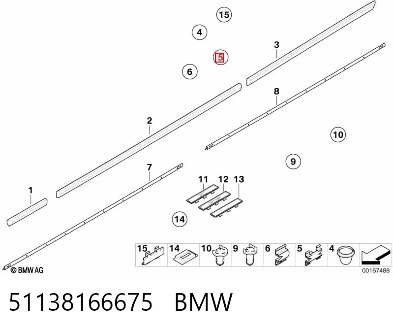 51138166675 BMW Cápsula (prendedor) de fixação de placas sobrepostas do acesso