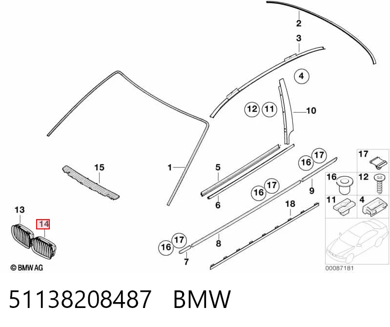51138208487 BMW Grelha do radiador esquerda