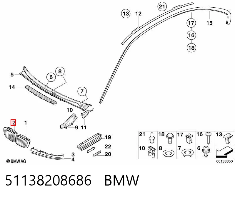 51138208686 BMW Grelha do radiador direita