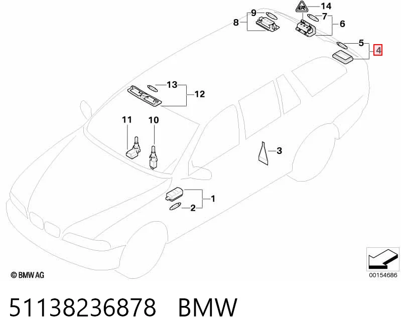 51138236878 BMW Lanterna da luz de fundo de matrícula traseira