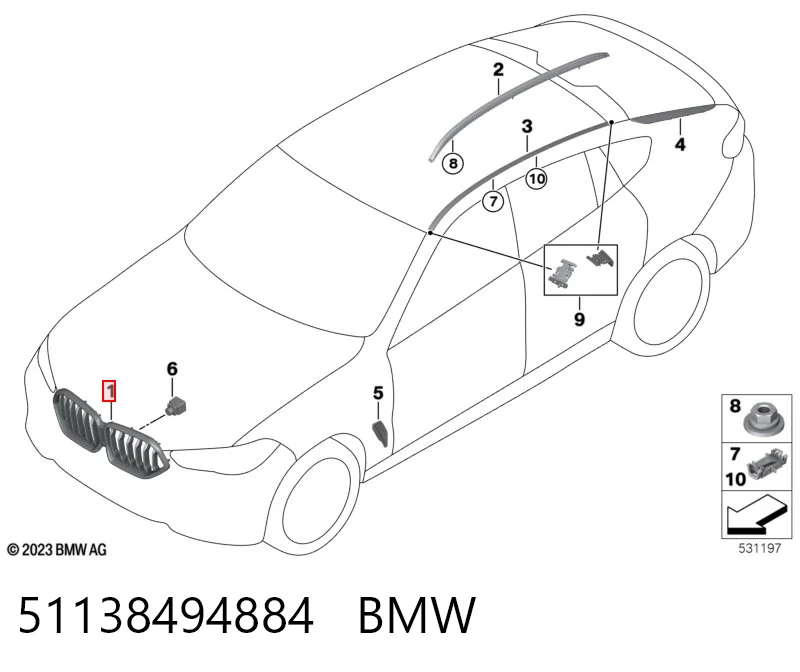 51138494884 BMW Grelha do radiador