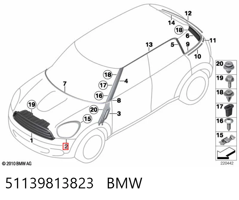 51139813823 BMW Carcaça (cobrimento) da luz esquerda