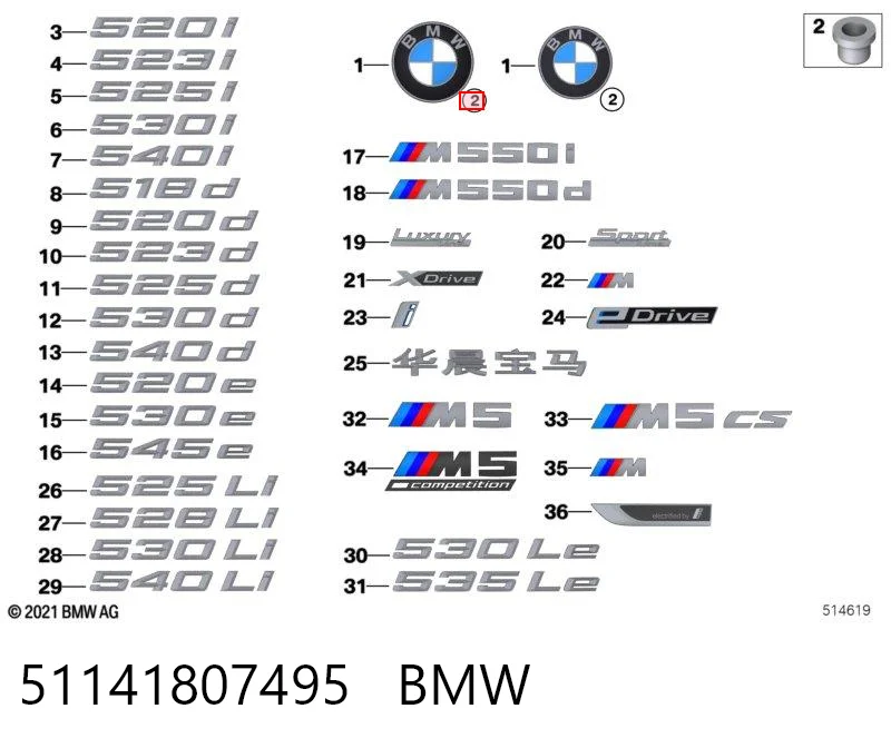 51141807495 BMW Cápsula (prendedor) de fixação de grelha do radiador ao panel
