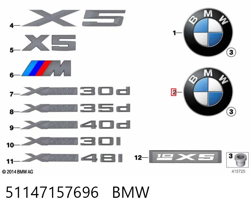 51147157696 BMW Emblema de tampa de porta-malas (emblema de firma)