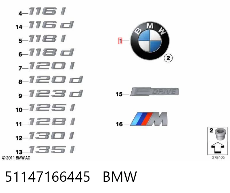 51147166445 BMW Emblema da capota