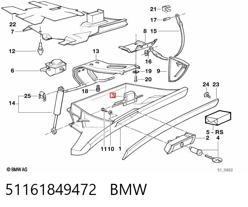 51161849472 BMW Fecho da caixa para luvas