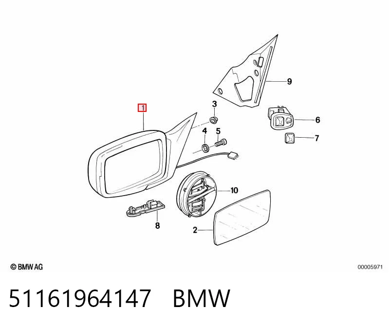Espelho de retrovisão esquerdo BMW 7  E32 ao melhor preço