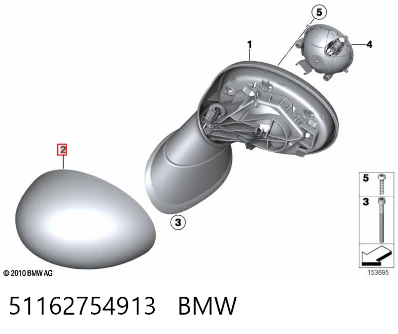 51162754913 BMW Placa sobreposta (tampa) do espelho de retrovisão esquerdo