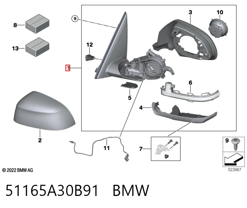 Espelho de retrovisão esquerdo BMW X5 G05, F95 ao melhor preço