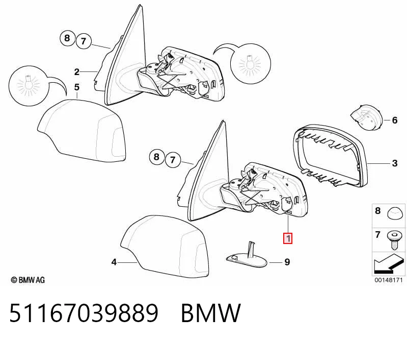 51167039889 BMW Espelho de retrovisão esquerdo