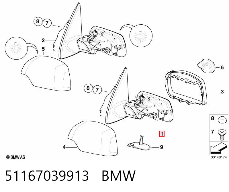 51167039913 BMW Espelho de retrovisão esquerdo