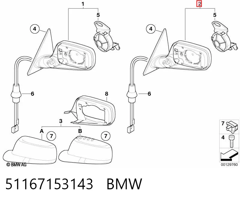 Espelho de retrovisão esquerdo para BMW 3  E46