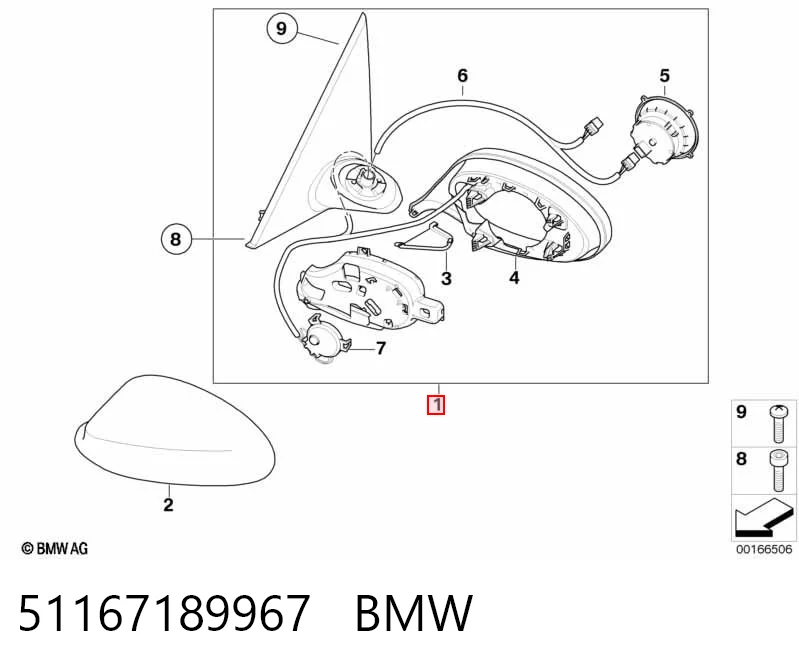 51167189967 BMW Espelho de retrovisão esquerdo