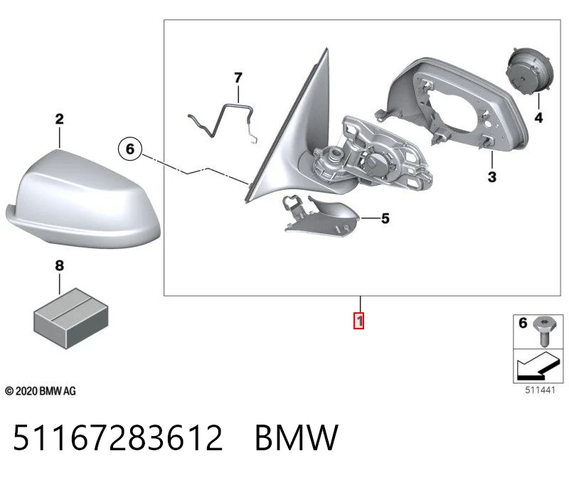 51167283612 BMW Caixa do espelho de retrovisão esquerdo