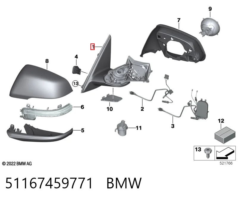 Espelho de retrovisão esquerdo BMW X1 F48 ao melhor preço