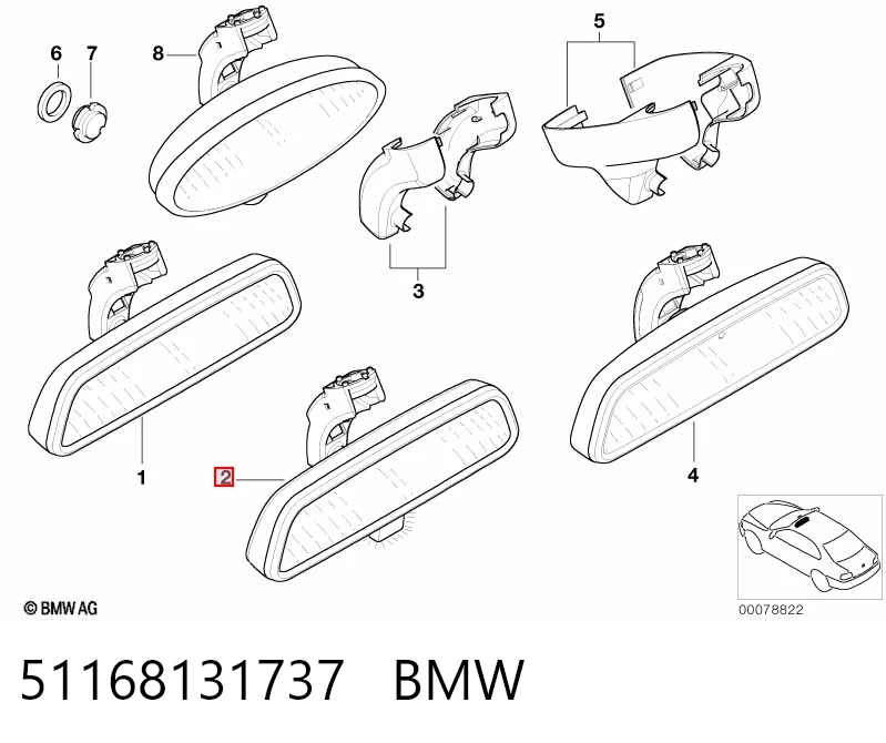 Espelho de salão interno para BMW X3  E83