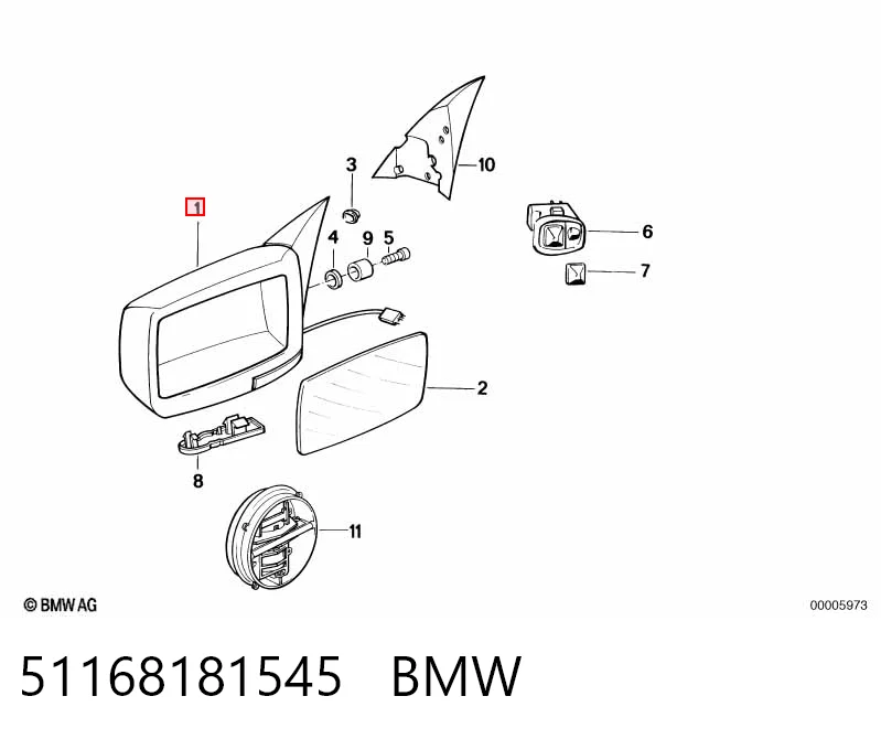Espelho de retrovisão esquerdo BMW 5  E34 ao melhor preço