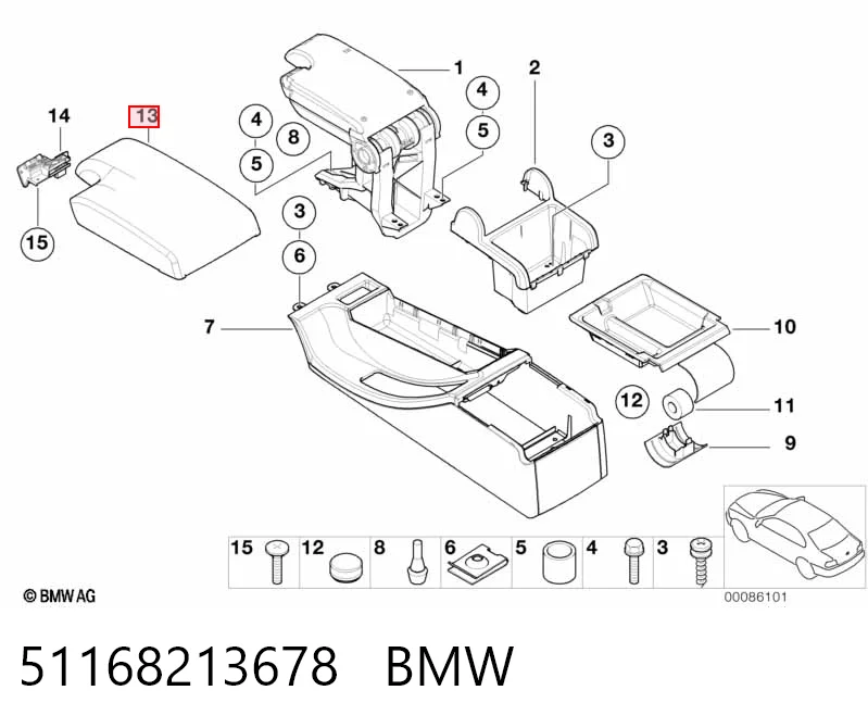 51168213678 BMW Braço de consola central