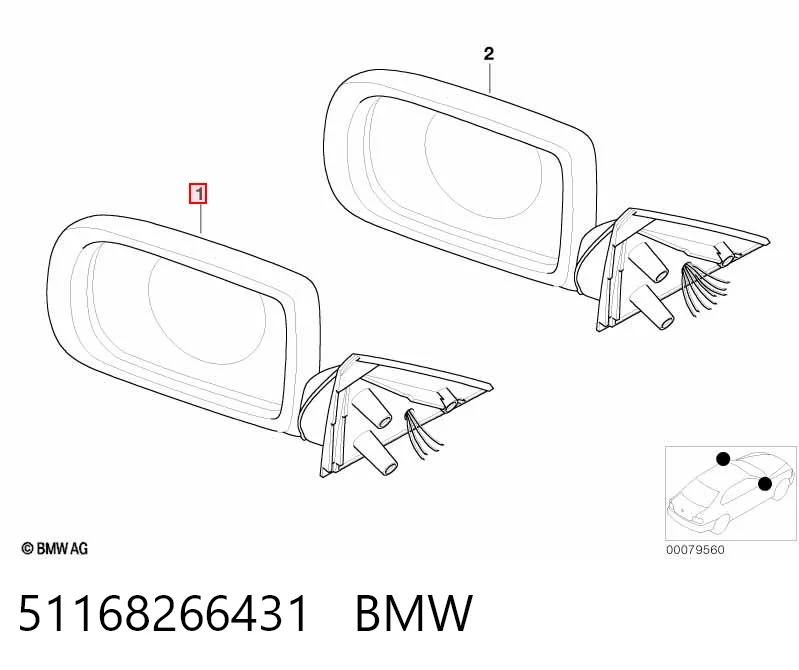Espelho de retrovisão esquerdo BMW 7  E38 ao melhor preço