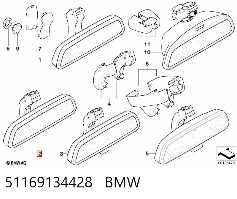  Espelho de salão interno BMW X3 SUV (F25) (2010 - 2017) 