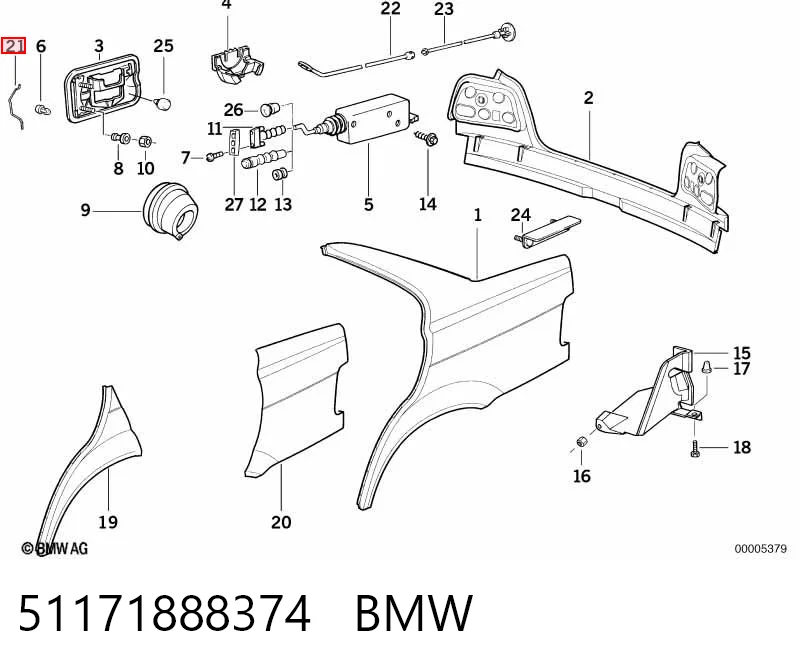 51171888374 BMW Pára-lama traseiro esquerdo
