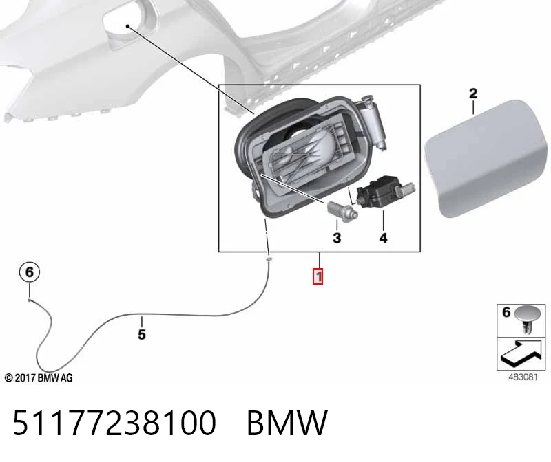 51177238100 BMW Caixa de gargalo de enchimento do tanque de combustível