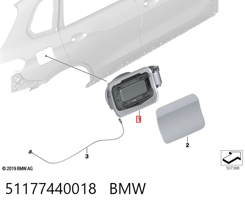 51177440018 BMW Caixa de gargalo de enchimento do tanque de combustível
