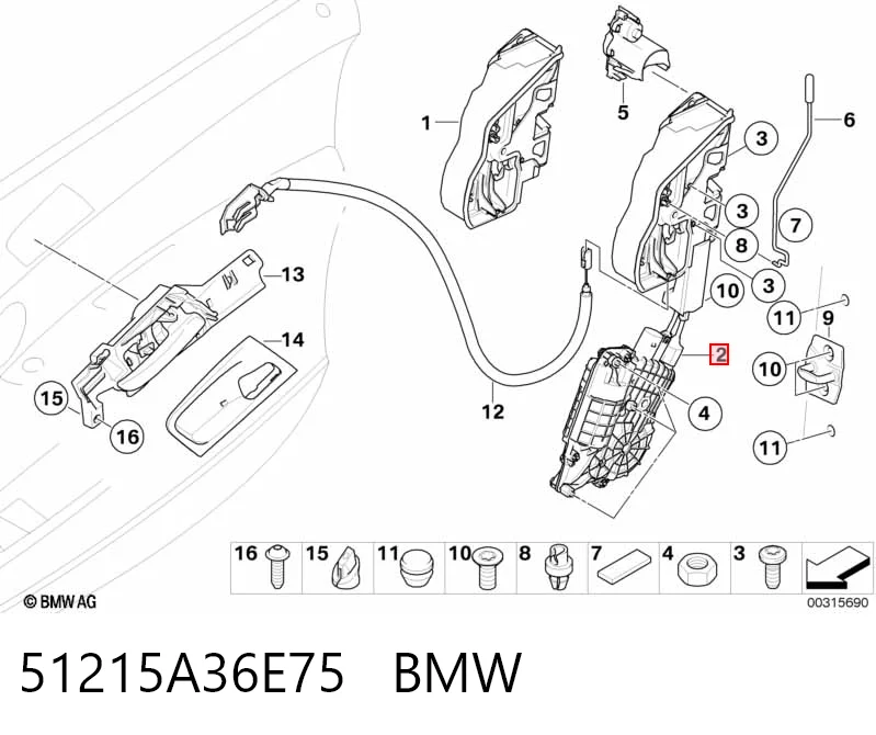 51215A36E75 BMW Fecho da porta dianteira esquerda