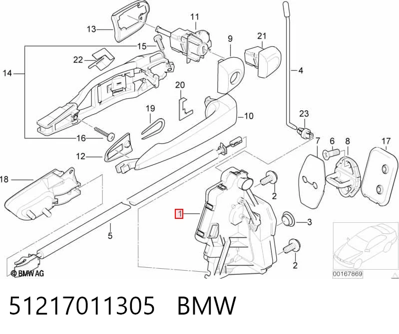51217011305 BMW Fecho da porta dianteira esquerda