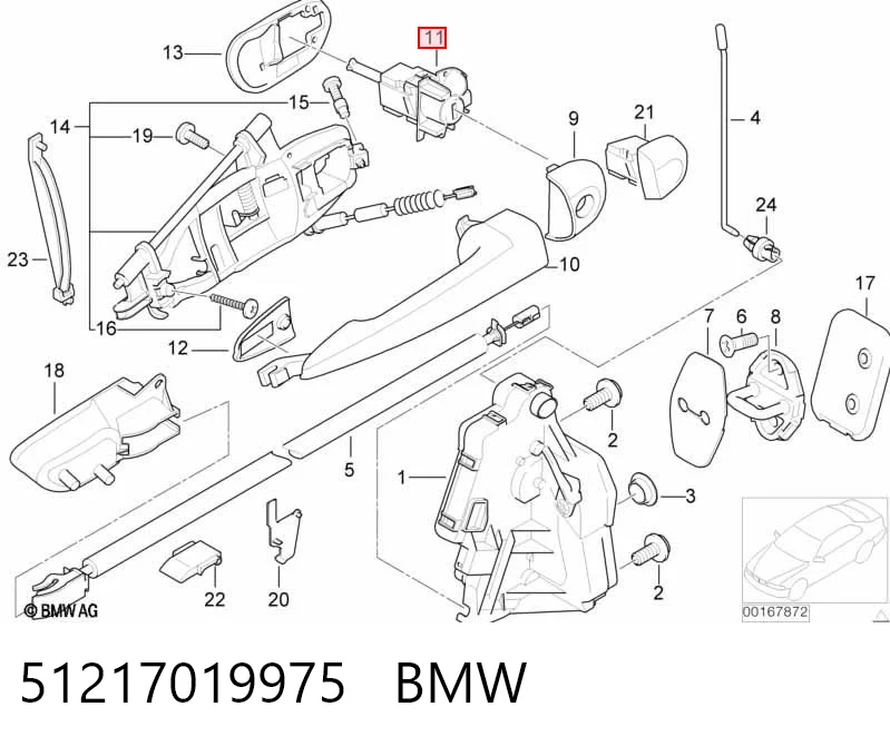 51217019975 BMW Trinco de fecho da porta dianteira esquerda
