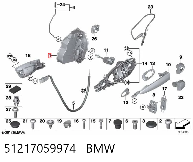 51217059974 BMW Fecho da porta dianteira direita