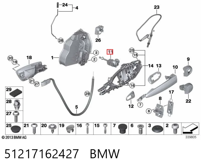 51217162427 BMW Trinco de fecho da porta dianteira esquerda