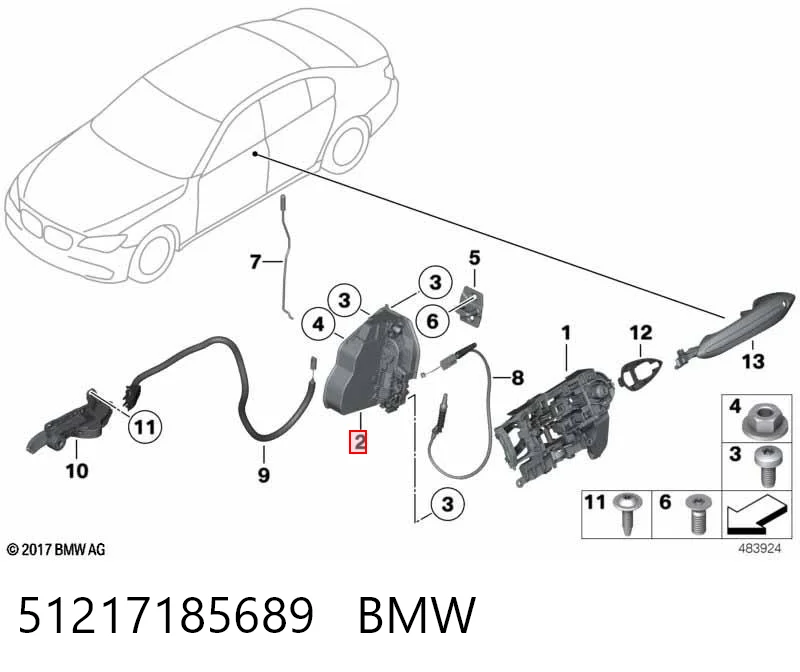 51217185689 BMW Fecho da porta dianteira esquerda