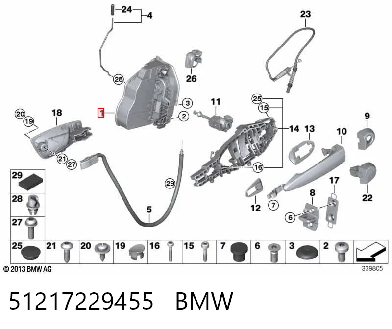 51217229455 BMW Fecho da porta dianteira esquerda