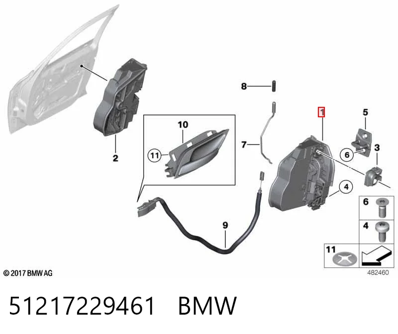 51217229461 BMW Fecho da porta dianteira esquerda