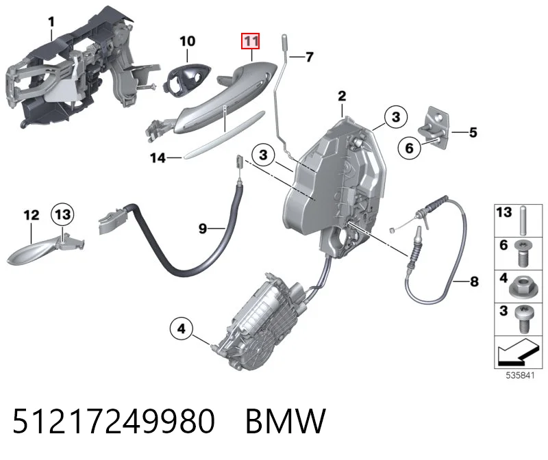 51217249980 BMW Maçaneta externa dianteira/traseira da porta direita