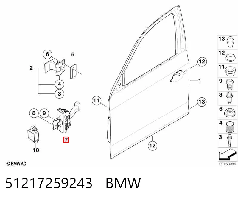 51217259243 BMW Limitador dianteiro de abertura de porta