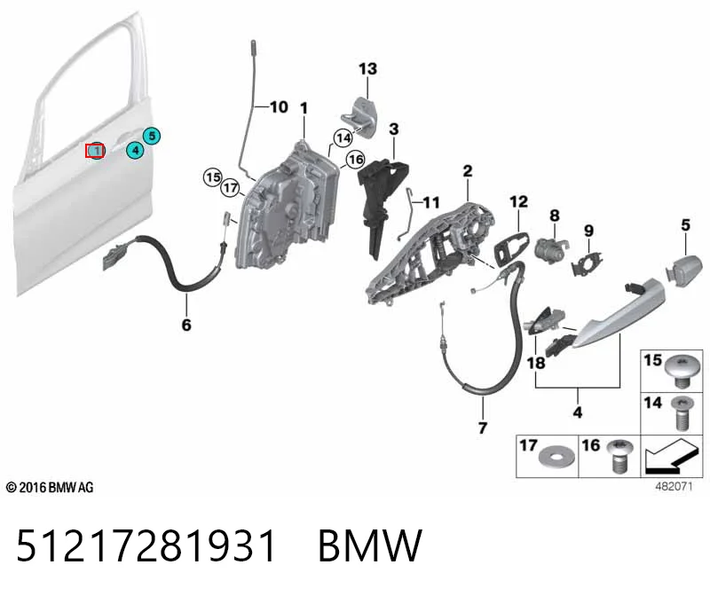 51217281931 BMW Fecho da porta dianteira esquerda