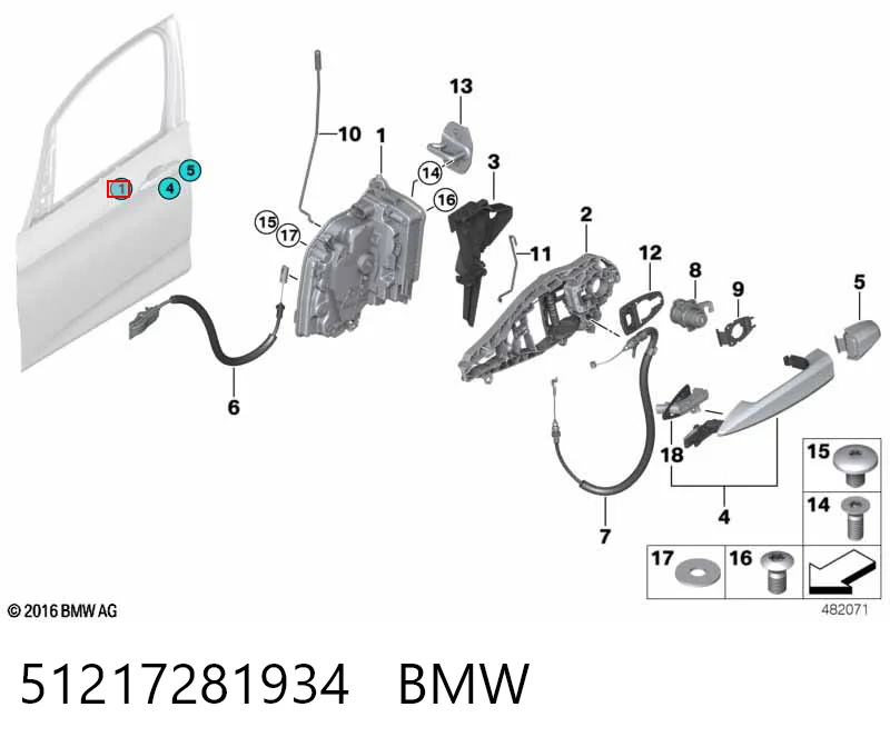 51217281934 BMW Fecho da porta dianteira direita