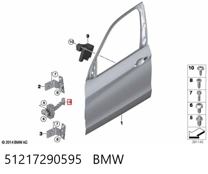 51217290595 BMW Limitador dianteiro de abertura de porta