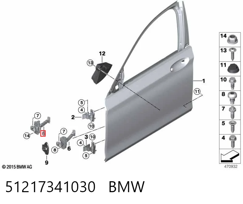 51217341030 BMW Limitador dianteiro de abertura de porta