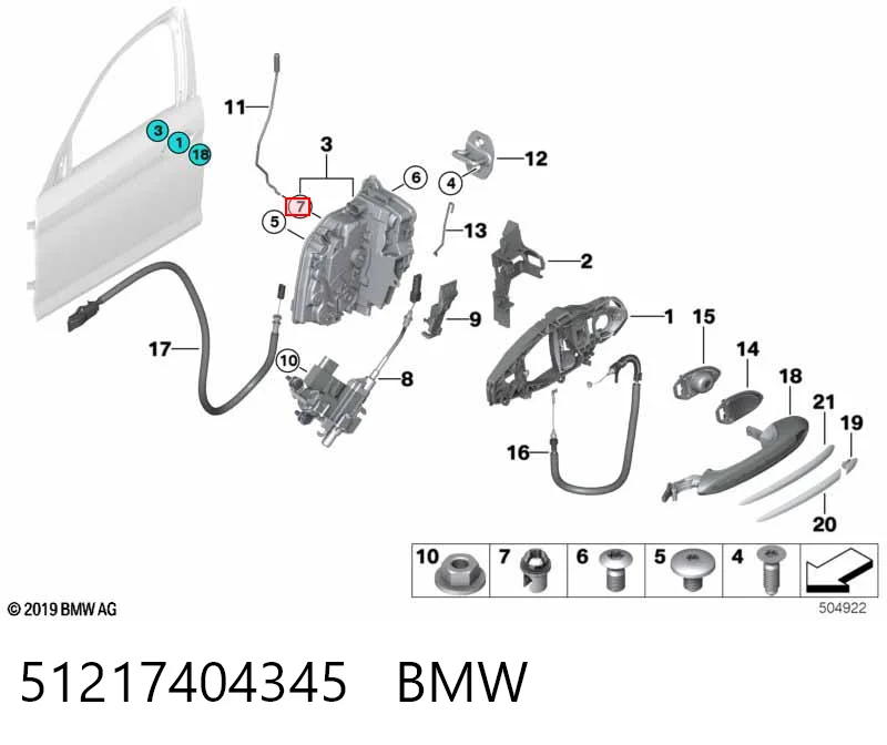 51217404345 BMW Dispositivo de segurança