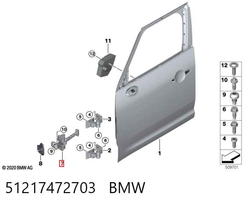 51217472703 BMW Limitador dianteiro esquerdo de abertura de porta